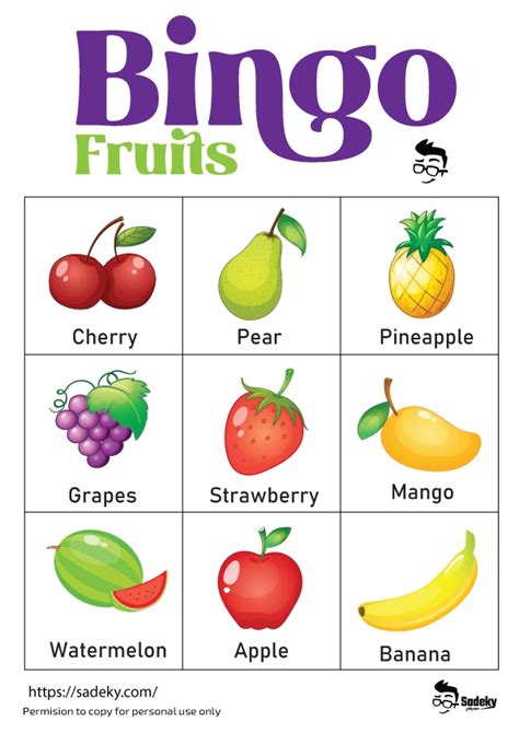 fruit bingo free printable|Free Fruits Bingo.